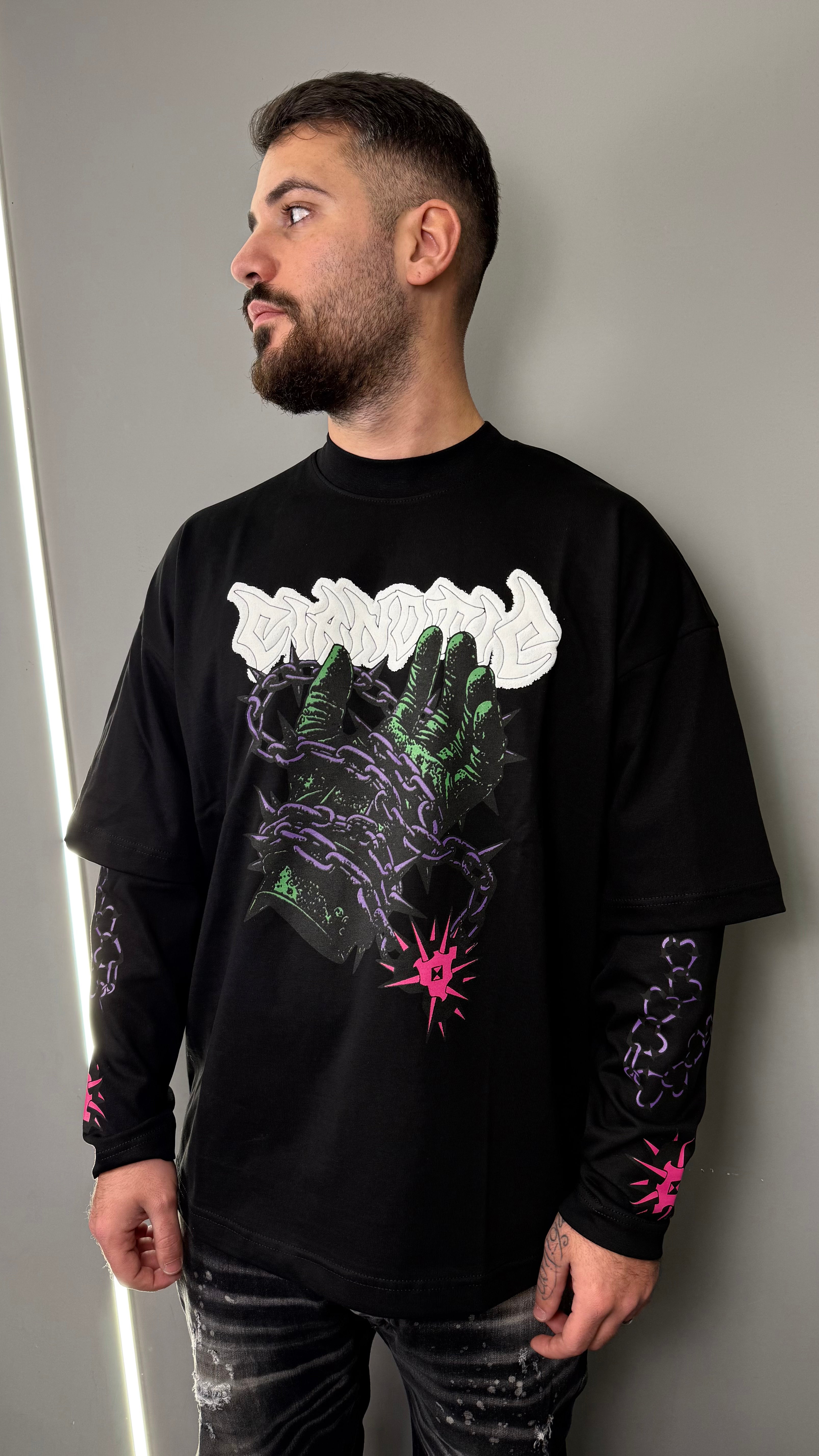 T-SHIRT DOUBLE SLEEVE FORCE CIANOTIC BLACK