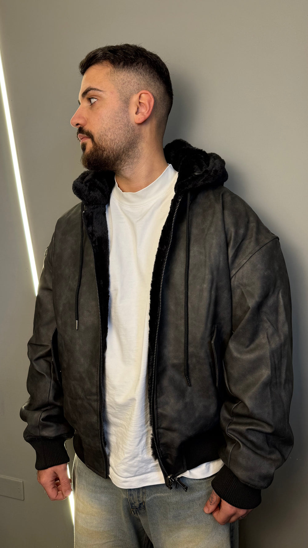 JACKET DOUBLE ECOPELLE BLACK