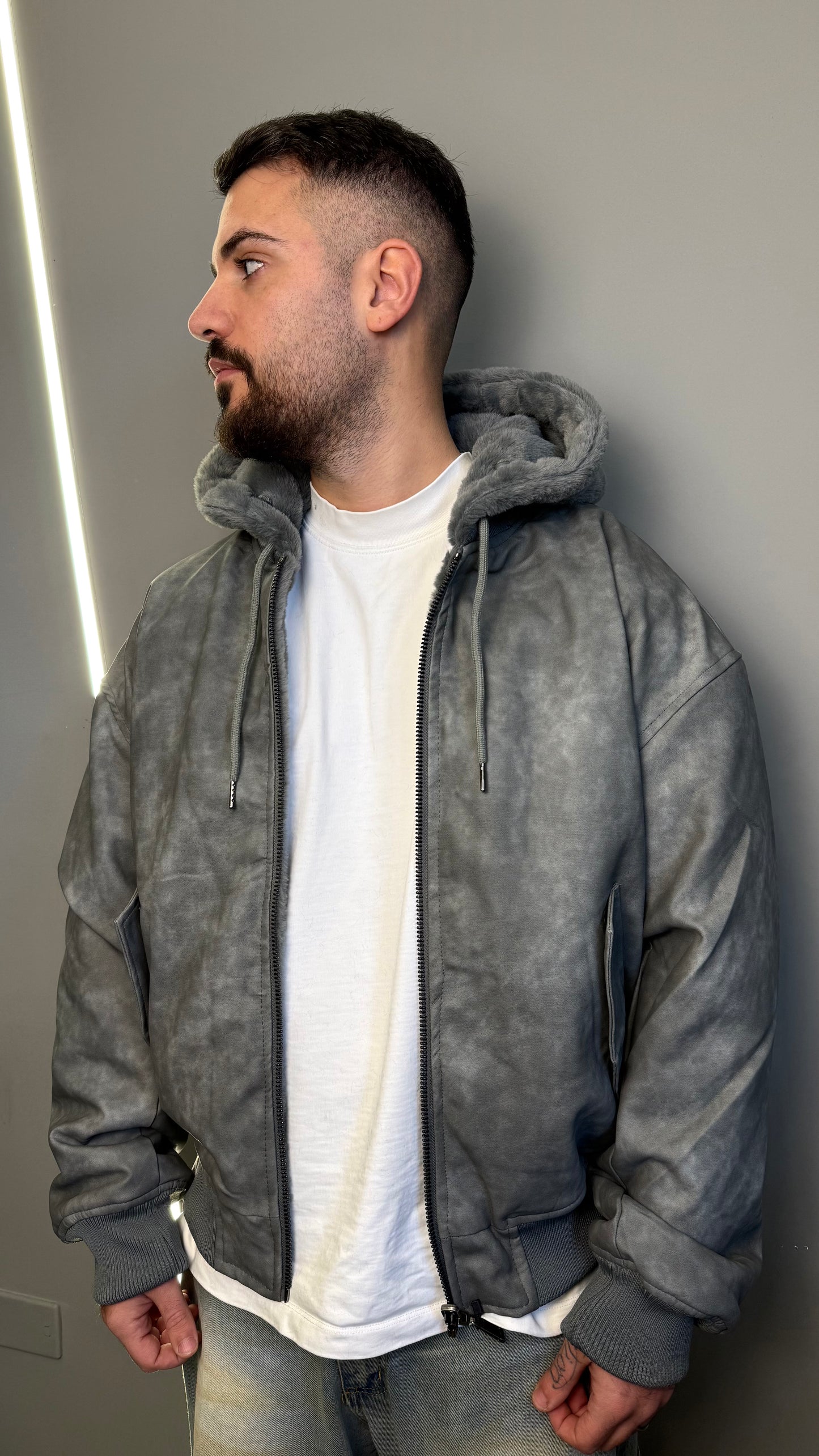 JACKET DOUBLE ECOPELLE GREY