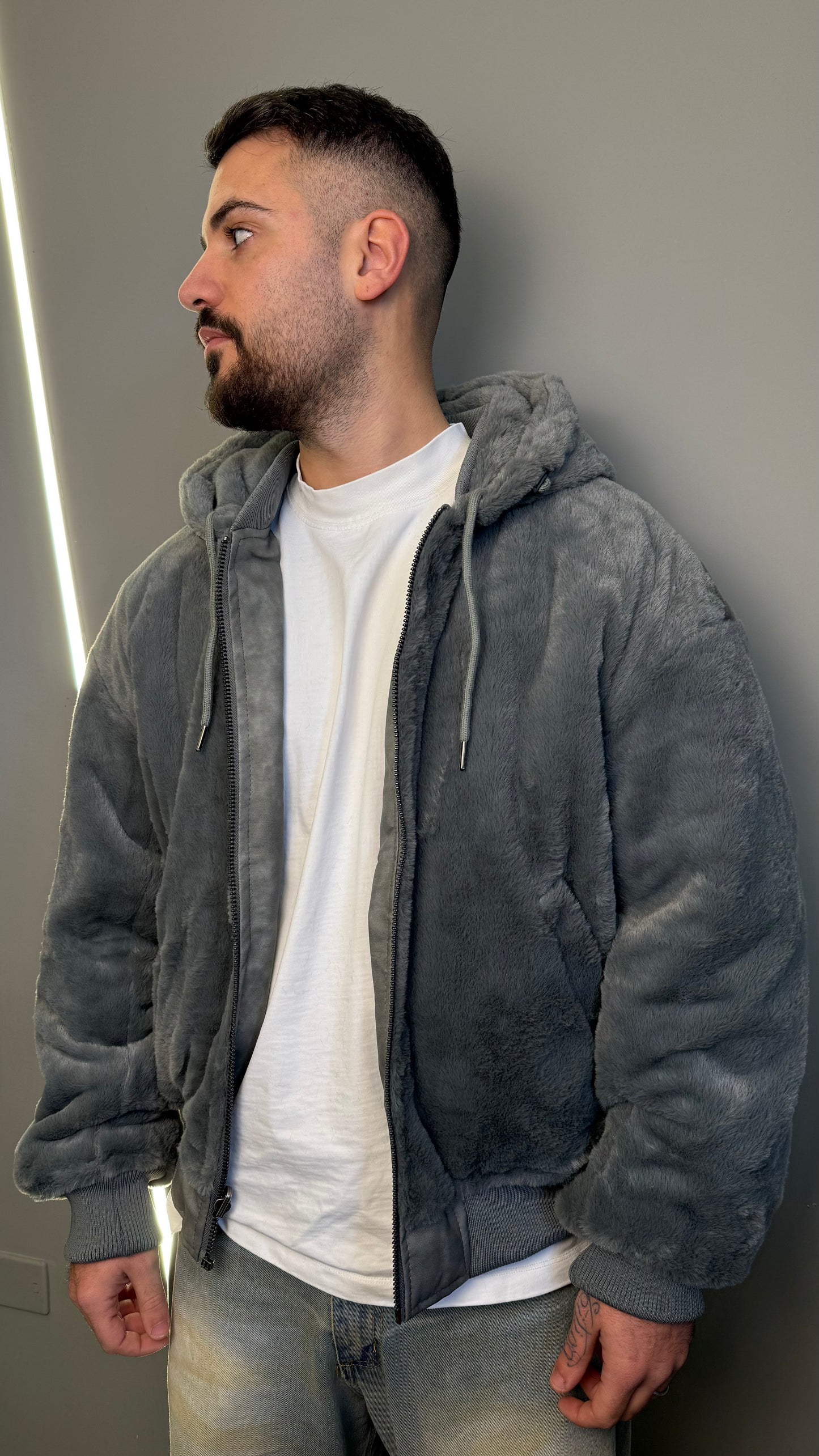 JACKET DOUBLE ECOPELLE GREY