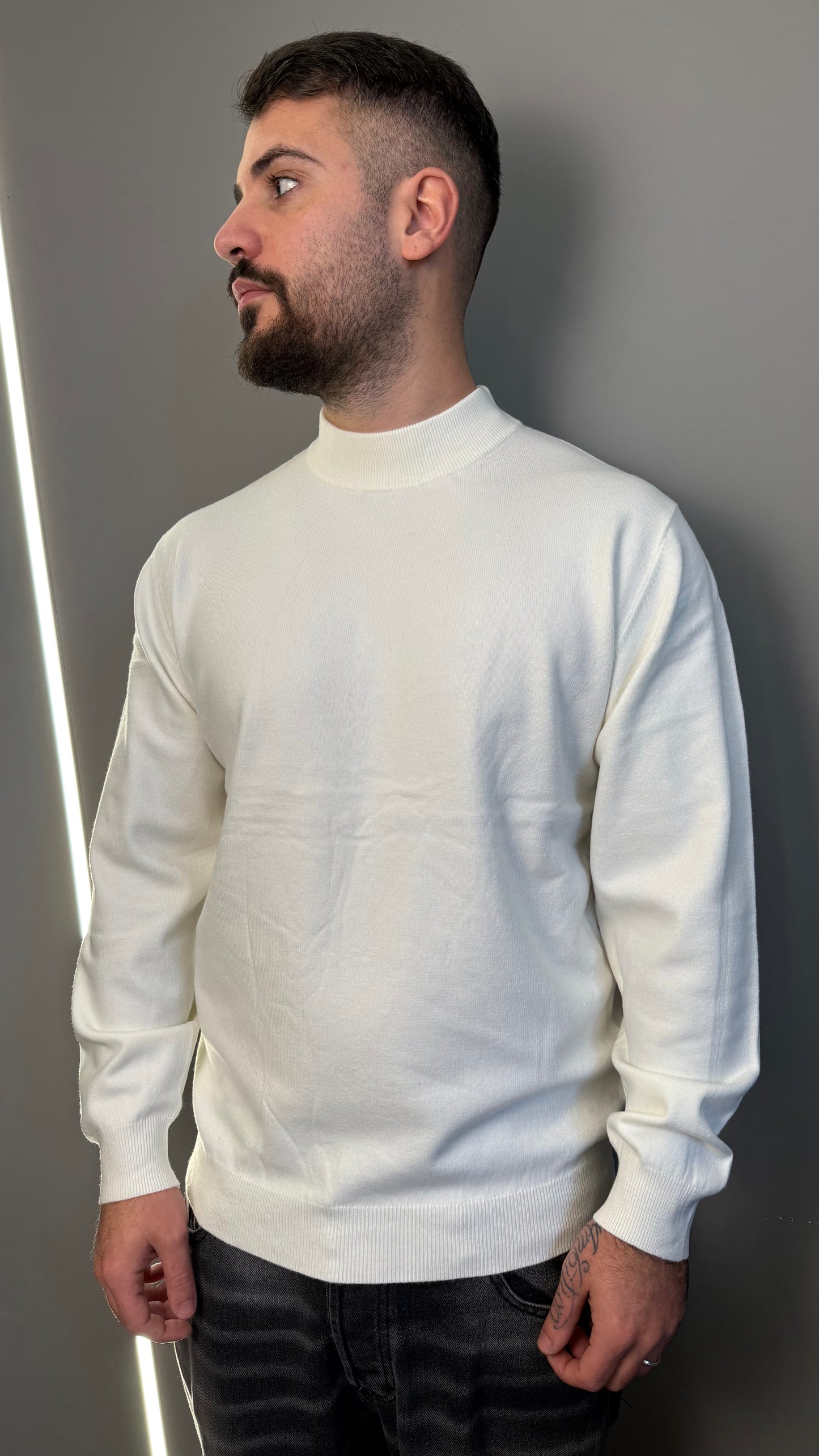 MAGLIONE MEZZOCOLLO 86124 WHITE