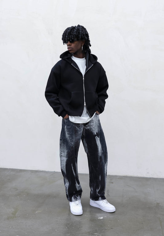 FELPA REAL BOXY ZIP BLACK