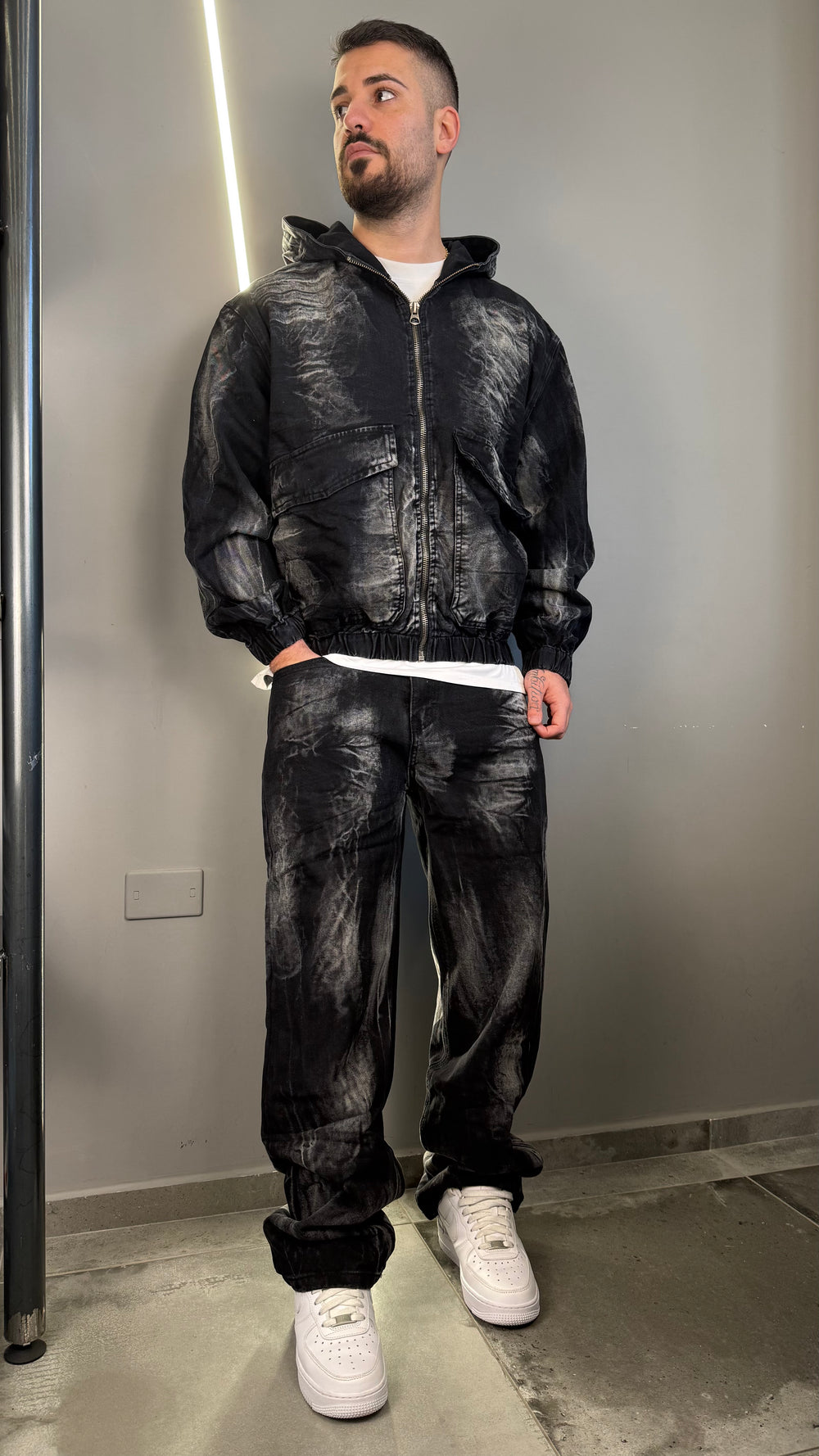 COORDINATO STONE WASHED BLACK