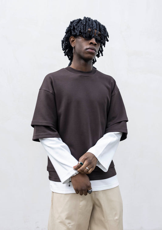 T-SHIRT DOUBLESLEEVE TRIPLE BROWN