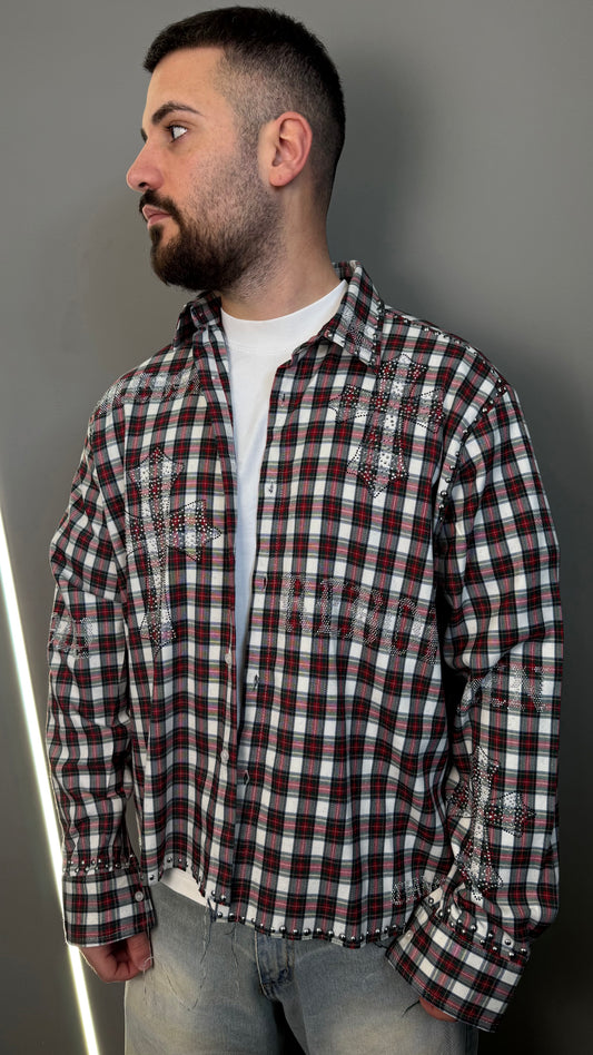 CAMICIA CROSS BORCHIE E STRASS RED