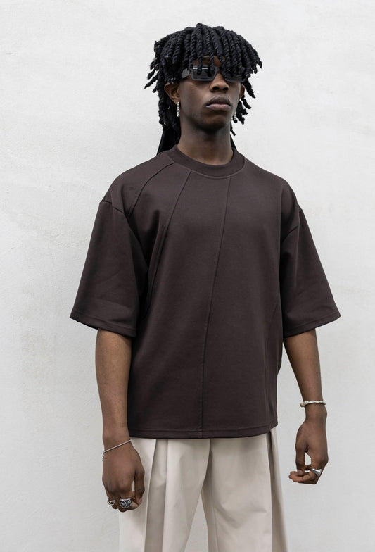 T-SHIRT MULTICUT BROWN